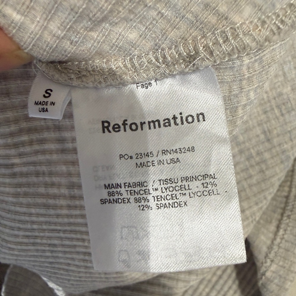 Reformation Lennon Ribbed Ruched Button Front Collared Mini Dress Grey Small - Picture 7 of 8